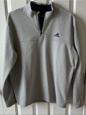 adidas  men’s grey /white print quarter zip pullover  size Large